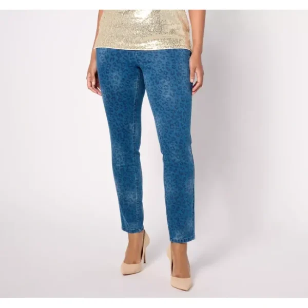 Shop All<Isaac Mizrahi Live! Regular True Denim Grey Printed Ankle Jeans - a world of fashionable women's clothing, including a wide selection of dresses and trendy accessories.