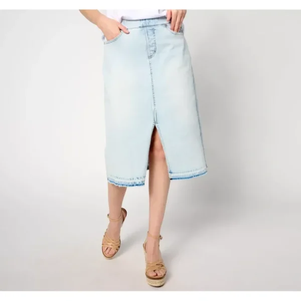Shop All<Isaac Mizrahi Live! Regular True Denim Midi Skirt - a world of fashionable women's clothing, including a wide selection of dresses and trendy accessories.