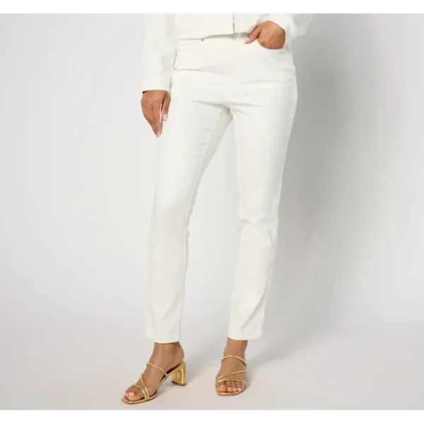 Shop All<Isaac Mizrahi Live! Regular True Denim Slim Leg Jeans w/ Braid - a world of fashionable women's clothing, including a wide selection of dresses and trendy accessories.