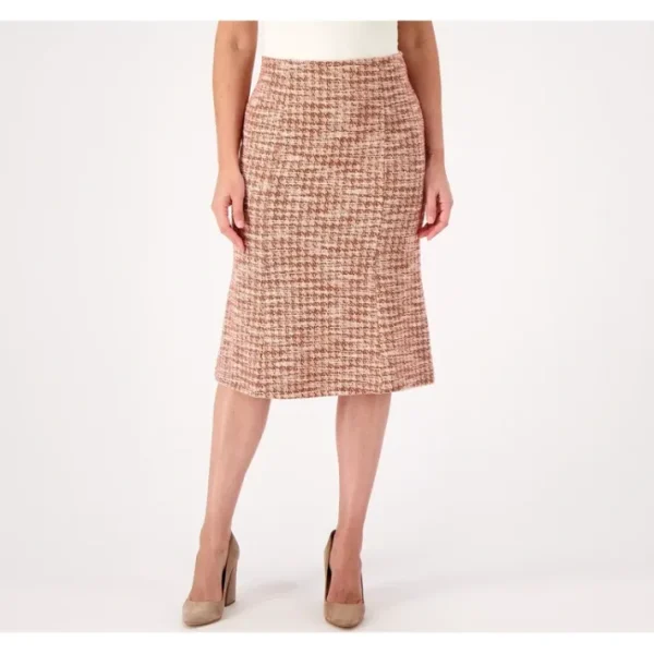 Shop All<Isaac Mizrahi Live Regular Tweed Fluted Pencil Skirt - a world of fashionable women's clothing, including a wide selection of dresses and trendy accessories.
