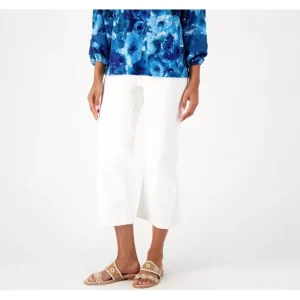 Fashion<Isaac Mizrahi Live! Regular White True Denim Crop Wide Leg Jeans - a world of fashionable women's clothing, including a wide selection of dresses and trendy accessories.