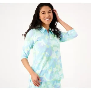 Isaac Mizrahi Live! Soho Camo Printed Half Zip Polo - a world of fashionable women's clothing, including a wide selection of dresses and trendy accessories.> Hat