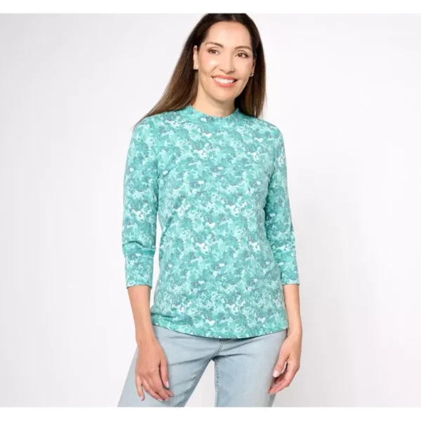 Isaac Mizrahi Live! Soho Printed Mini Mock Neck 3/4 Sleeve Top - a world of fashionable women's clothing, including a wide selection of dresses and trendy accessories.> Hat