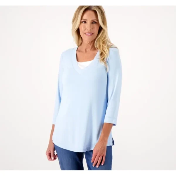 Shop All<Isaac Mizrahi Live! Soho Top with 3/4 Sleeves - a world of fashionable women's clothing, including a wide selection of dresses and trendy accessories.