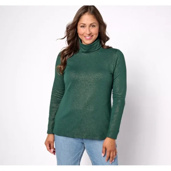 Shop All<Isaac Mizrahi Live! Sparkle Knit Long Sleeve Turtleneck - a world of fashionable women's clothing, including a wide selection of dresses and trendy accessories.