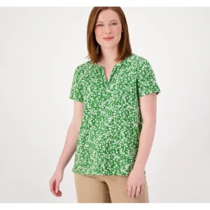 Isaac Mizrahi Live! Split Neck Top with Eyelet Detail - a world of fashionable women's clothing, including a wide selection of dresses and trendy accessories.> Hat