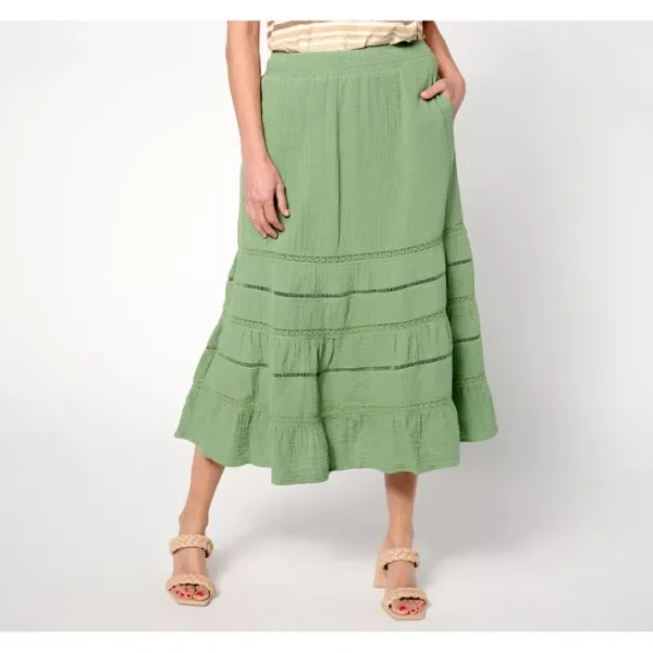 Shop All<Isaac Mizrahi Live! Tall Bridgehampton Tiered Skirt - a world of fashionable women's clothing, including a wide selection of dresses and trendy accessories.