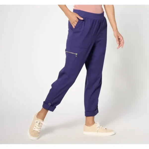Shop All<Isaac Mizrahi Live! Tall Brushed Sateen Pull On Pants w/ Cuff - a world of fashionable women's clothing, including a wide selection of dresses and trendy accessories.