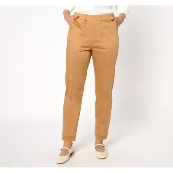 Shop All<Isaac Mizrahi Live! Tall Cotton Blend Slim Leg Pull on Pants - a world of fashionable women's clothing, including a wide selection of dresses and trendy accessories.