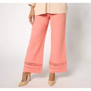 Fashion<Isaac Mizrahi Live! Tall Gauze Wide Leg Ankle Pants - a world of fashionable women's clothing, including a wide selection of dresses and trendy accessories.