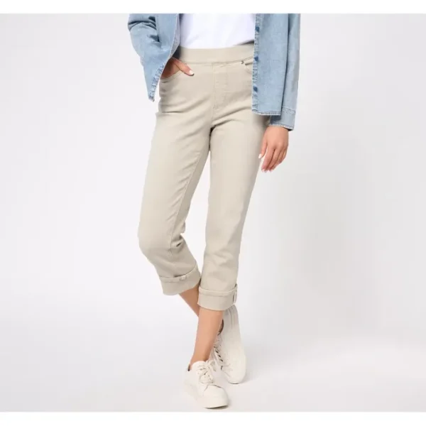 Shop All<Isaac Mizrahi Live! Tall Grey True Denim Pull On Crop Jeans - a world of fashionable women's clothing, including a wide selection of dresses and trendy accessories.