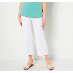 Fashion<Isaac Mizrahi Live Tall Knit Denim Pull On Wide Leg Crop Pants - a world of fashionable women's clothing, including a wide selection of dresses and trendy accessories.