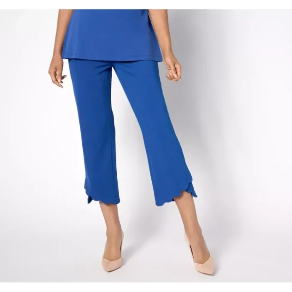 Shop All<Isaac Mizrahi Live! Tall Pebble Knit Scallop Edge Crop Pants - a world of fashionable women's clothing, including a wide selection of dresses and trendy accessories.