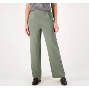 Fashion<Isaac Mizrahi Live Tall Ponte Pant with Pearl Buttons - a world of fashionable women's clothing, including a wide selection of dresses and trendy accessories.