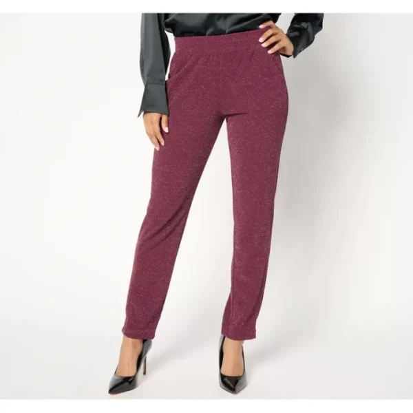 Shop All<Isaac Mizrahi Live! Tall Sparkle Pebble Crepe Slim Straight Pants - a world of fashionable women's clothing, including a wide selection of dresses and trendy accessories.