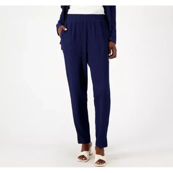 Shop All<Isaac Mizrahi Live! Tall Textured Knit Ankle Leg Pant - a world of fashionable women's clothing, including a wide selection of dresses and trendy accessories.