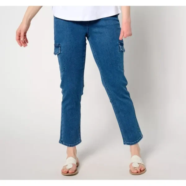 Shop All<Isaac Mizrahi Live! Tall True Denim Straight Leg Cargo Jeans - a world of fashionable women's clothing, including a wide selection of dresses and trendy accessories.