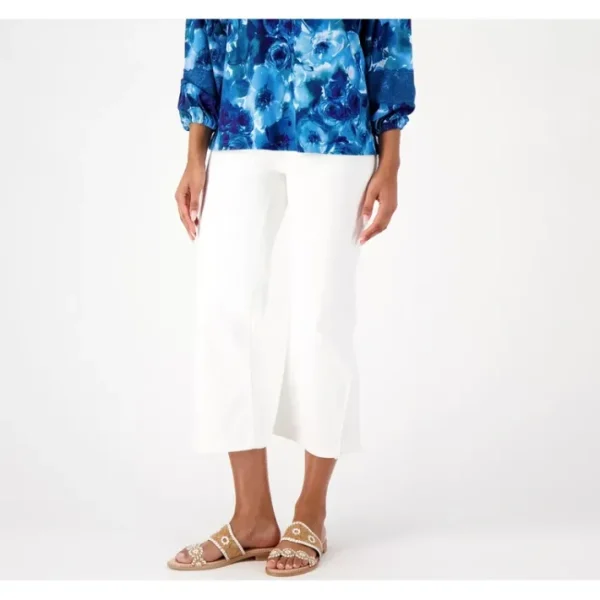Fashion<Isaac Mizrahi Live! Tall White True Denim Crop Wide Leg Jeans - a world of fashionable women's clothing, including a wide selection of dresses and trendy accessories.