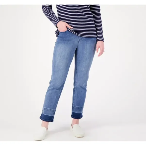 Shop All<Isaac Mizrahi Live! TallIndigo True Denim Pull On Ankle Jeans - a world of fashionable women's clothing, including a wide selection of dresses and trendy accessories.