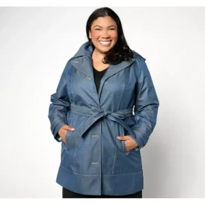 Isaac Mizrahi Live! Trench Coat w/ Printed Lining and Hood - a world of fashionable women's clothing, including a wide selection of dresses and trendy accessories.> Coats