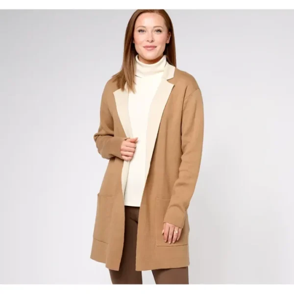 Shop All<Isaac Mizrahi Live! Two Tone Double Knit Sweater Duster - a world of fashionable women's clothing, including a wide selection of dresses and trendy accessories.