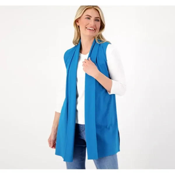 Shop All<Issac Mizrahi Live! Petite Essentials Open Front Vest - a world of fashionable women's clothing, including a wide selection of dresses and trendy accessories.