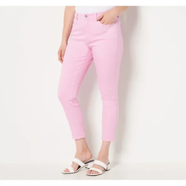 Shop All<J Jason Wu Petite Colored Denim Straight Leg Cropped Jeans - a world of fashionable women's clothing, including a wide selection of dresses and trendy accessories.