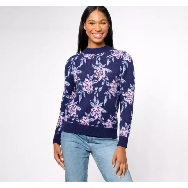 Fashion<Jacquard Floral Mock Neck Long-Sleeve Pullover - a world of fashionable women's clothing, including a wide selection of dresses and trendy accessories.