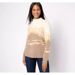Fashion<Jacquard Mock Neck Pullover Sweater - a world of fashionable women's clothing, including a wide selection of dresses and trendy accessories.