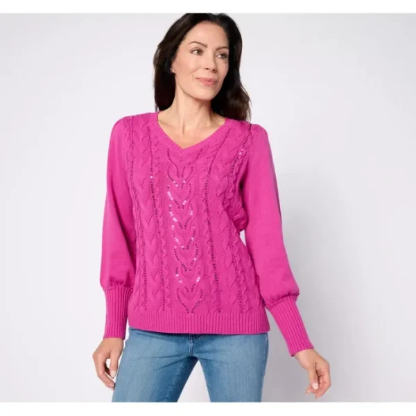 Shop All<Jingle Belles by Kim Gravel Sparkling Sequin Sweater - a world of fashionable women's clothing, including a wide selection of dresses and trendy accessories.