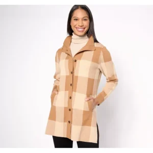 Fashion<Joan Rivers Jacquard Plaid Button Front Long Sleeve Cardigan - a world of fashionable women's clothing, including a wide selection of dresses and trendy accessories.