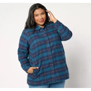 Fashion<Joan Rivers Petite Cotton Plaid Flannel Snap Front Shirt - a world of fashionable women's clothing, including a wide selection of dresses and trendy accessories.