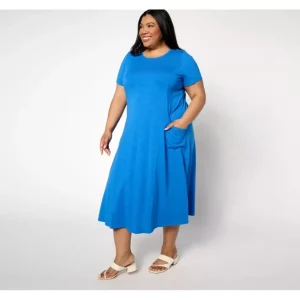 Dresses<Joan Rivers Petite Cotton Slub Midi Dress with Pockets - a world of fashionable women's clothing, including a wide selection of dresses and trendy accessories.