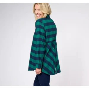 Fashion<Joan Rivers Petite Crushed Flannel Shirt with Back Buttons - a world of fashionable women's clothing, including a wide selection of dresses and trendy accessories.