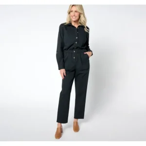 Dresses<Joan Rivers Petite Signature Twill Ankle Length Jumpsuit - a world of fashionable women's clothing, including a wide selection of dresses and trendy accessories.