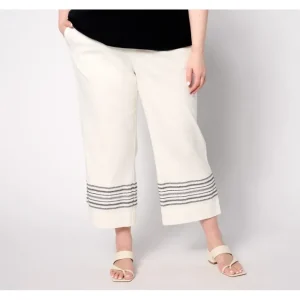 Fashion<Joan Rivers Petite Stretch Novelty Linen Crop Pant with Embroidery - a world of fashionable women's clothing, including a wide selection of dresses and trendy accessories.
