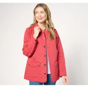 Joan Rivers Quilted Barn Coat with Plaid Lining - a world of fashionable women's clothing, including a wide selection of dresses and trendy accessories.> Coats