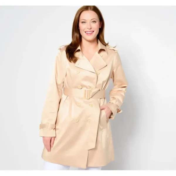 Joan Rivers Red Carpet Button Front Trench Coat - a world of fashionable women's clothing, including a wide selection of dresses and trendy accessories.> Coats