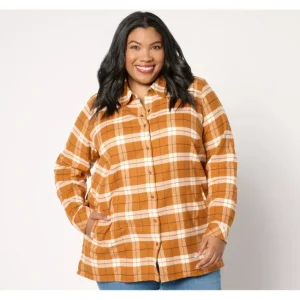 Fashion<Joan Rivers Regular Cotton Plaid Flannel Button Front Shirt - a world of fashionable women's clothing, including a wide selection of dresses and trendy accessories.