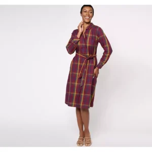 Dresses<Joan Rivers Regular Plaid Boyfriend Shirt Dress - a world of fashionable women's clothing, including a wide selection of dresses and trendy accessories.