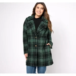Joan Rivers Regular Plaid Sherpa Teddy Coat - a world of fashionable women's clothing, including a wide selection of dresses and trendy accessories.> Coats