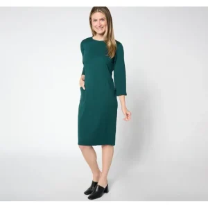 Dresses<Joan Rivers Regular Ponte Long Sleeve Dress - a world of fashionable women's clothing, including a wide selection of dresses and trendy accessories.