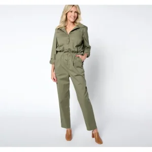 Dresses<Joan Rivers Regular Signature Twill Ankle Length Jumpsuit - a world of fashionable women's clothing, including a wide selection of dresses and trendy accessories.