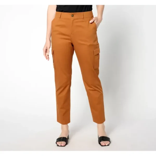 Shop All<Joan Rivers Regular Stretch Cotton Sateen Tapered Ankle Pant - a world of fashionable women's clothing, including a wide selection of dresses and trendy accessories.
