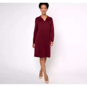 Dresses<Joan Rivers Regular V-Neck Collar Sweater Dress - a world of fashionable women's clothing, including a wide selection of dresses and trendy accessories.