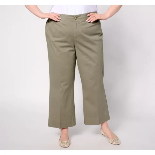 Fashion<Joan Rivers Signature Twill Petite Cropped Wide-Leg Pants - a world of fashionable women's clothing, including a wide selection of dresses and trendy accessories.