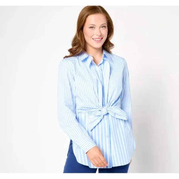 Shop All<Joan Rivers Tie Front Shirt - a world of fashionable women's clothing, including a wide selection of dresses and trendy accessories.