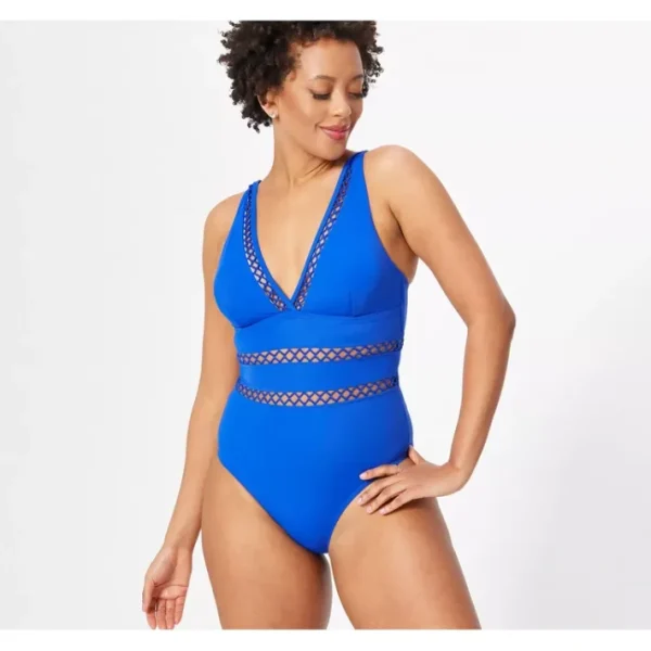 Shop All<Kim Gravel x Swimsuits For All Lattice One-Piece - a world of fashionable women's clothing, including a wide selection of dresses and trendy accessories.