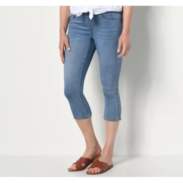 Shop All<Laurie Felt Regular Silky Denim Capri Jeans w/ Cambre Waist - a world of fashionable women's clothing, including a wide selection of dresses and trendy accessories.