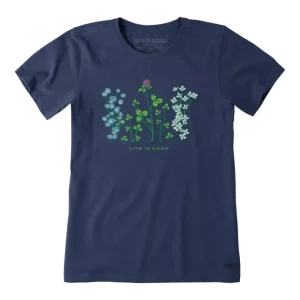 Hat<Life is Good Womens Detailed Clovers and Wildflwe Crusher Tee - a world of fashionable women's clothing, including a wide selection of dresses and trendy accessories.